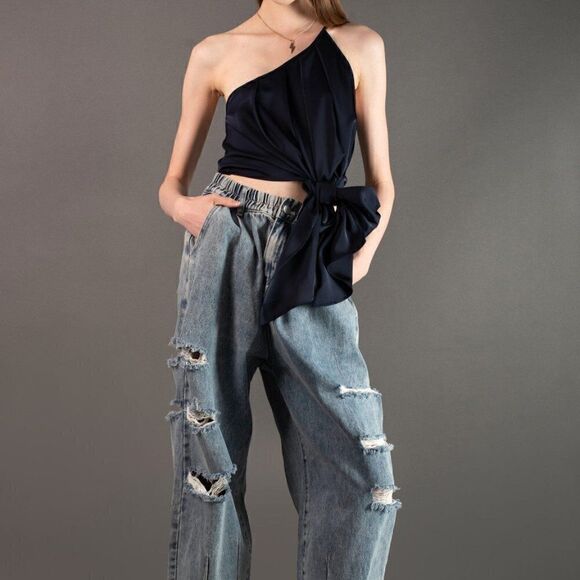 Kate HEWKO NWT - ONE SHOULDER TANK (dark navy) - S - Picture 2 of 5